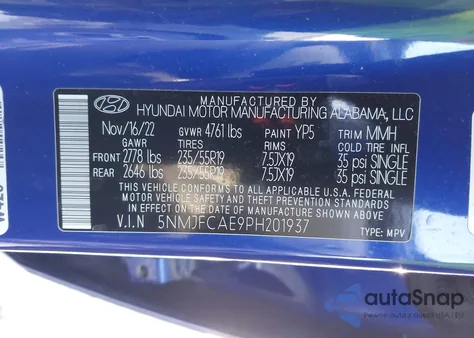 2023 Hyundai Tucson Sel z USA, uszkodzony, nr VIN 5NMJFCAE9PH201937